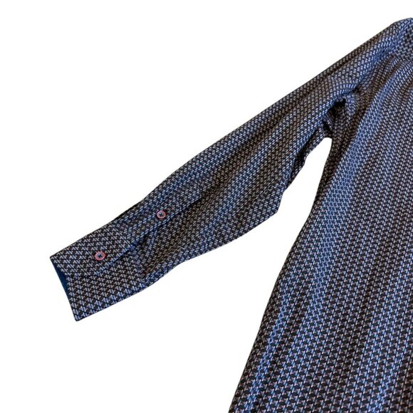Visconti Black Long Sleeve Button-Down Shirt Black Colorful Print Size Medium - Picture 9 of 12
